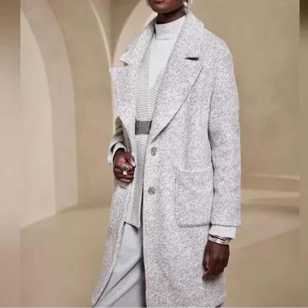 Banana Republic Oversized Knit Cocoon Coat - Light Gray - Women - like new!